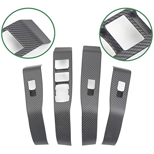 Car Window Lift Switch Panel for Ford Mustang Mach-E 2021, Carbon Fiber Button Border Frame Cover Trim Door Interior Accessories-Matte (4pcs)