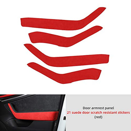 Alcantara Red Suede Inner Door Handle Side Wrap (4 Piece Set)