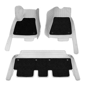 All-Weather Custom Fit Cortical Grass with White Leather Floor Mats for Tesla Model 3
