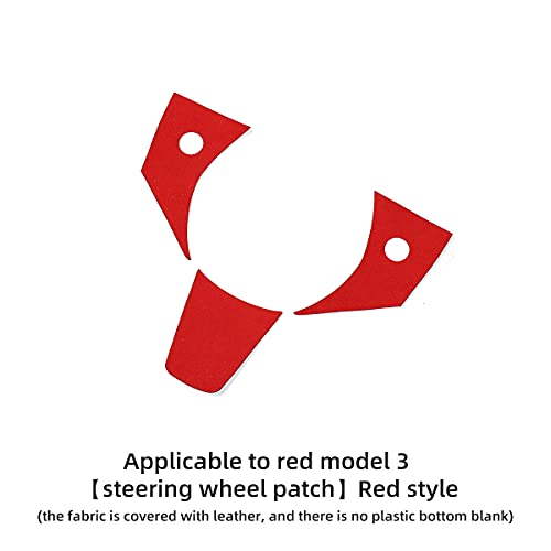 Alacantara Red Steering Wheel Accents for Tesla Model 3 & Y