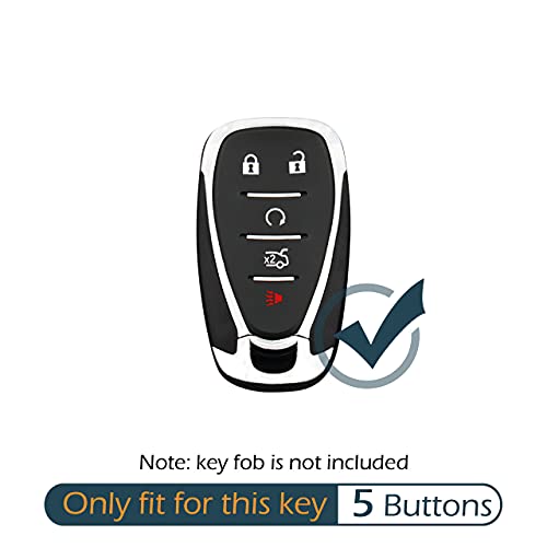 2 Pcs Silicone 5 Buttons Key Fob Cover Remote Case Keyless Protector Compatible with 2016-2020 Chevrolet Chevy Malibu Camaro Cruze Equinox Sonic Spark Traverse Blazer Bolt EV Trax Volt