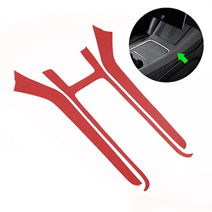 Alcantara Red Center Console Side Panel Sticker/Wrap for 2021-2022 Tesla Model 3 & Y