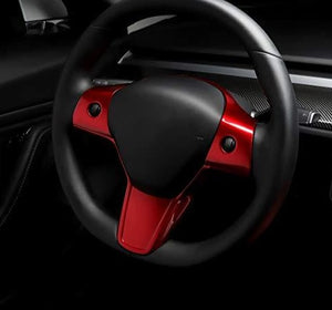 Steering Wheel Frame/Trim for 2017-2022 Tesla Model 3 & Y (Red)