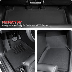 Tesla Model Y Floor Mats 3D Full Set Liners All-Weather Anti-Slip Waterproof Frunk & Trunk Mat Accessories Compatible with 7 Seater Model Y