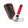 Custom Key Shells Accessories for Volkswagen ID.4 2021 2022 TPU Car Key Case Protector Remote Smart Key Cover Fob Case with Key Chain(Red)