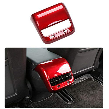 Tesla Model 3 Car Rear Console Center Air Conditioner Vent Outlet Frame Cover Trim Stickers Styling Glossy Red 2017-2019