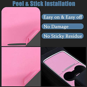 Center Console Wrap Compatible with 2021 Tesla Model 3/Y PVC Material Center Console Cover Interior Decoration Wrap Kit for 2021 Tesla Model 3 Model Y Accessories (Frosted Pink)