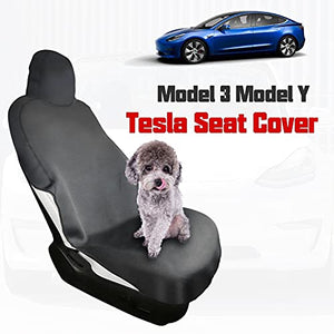 Tesla Model 3 Seat Cover - Tesla Model Y Seat Cover - Front Neoprene Seat Protector - with Bucket and Elastic Rope - for Tesla Interior Accessories