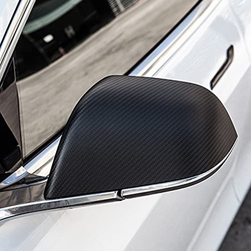 Real Carbon Fiber Side Mirror Cover for Tesla Model Y Accessories Car Exterior Decoration Rear View Mirror Guard Cover Trims , Easy installation 2 pcs (Matte carbon fiber)