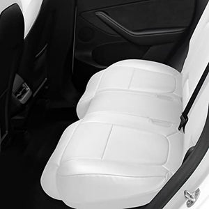 Tesla Model Y Leather Seat Extender Cushion Pad for Front and Rear Seats (White)