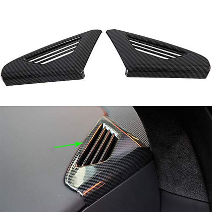 ABS Plastic Imitation Carbon Fiber Front Upper Air Conditioning Outlet Vent Cover for Tesla Model X & Model S 2018-2020 (Pack of 2)