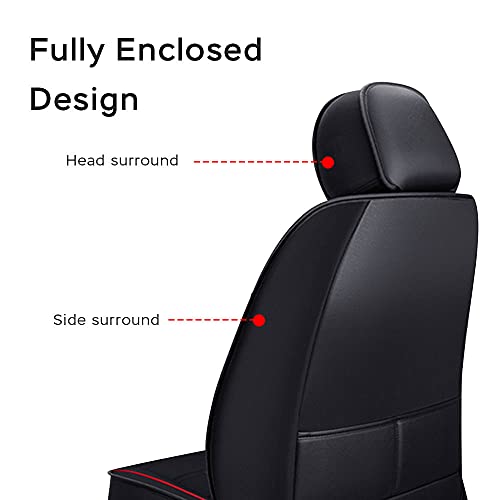 Car Seat Cover Fit for Audi Q2 Q3 Q5 Q7 TT R8 RS e-tron Faux Leather Front Rear 5-seat Covers Non-Slip Waterproof Deluxe Edition (Balck-Red)