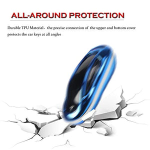 Tesla Model X Key Fob Case, Premium TPU Remote Control Smart Key Fob Holder key case Flip Key Protection with Key Chain (Blue)