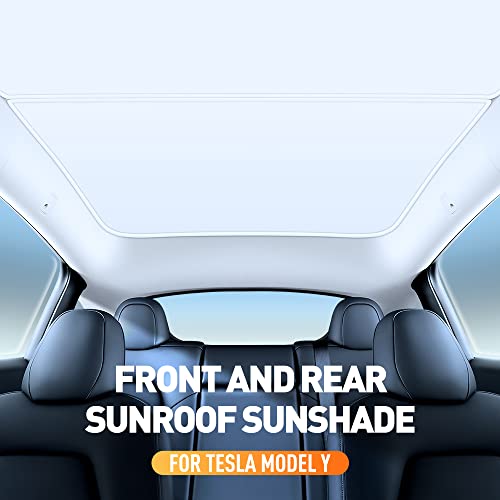 YONZEE Roof Sunshade for Tesla Model Y, Roof Skylight Glass Sun Shade Won't Sag Foldable Sun Protection Heat Insulation Cover Sun Blocking Roof Shade for Model Y Accessories 2019-2023