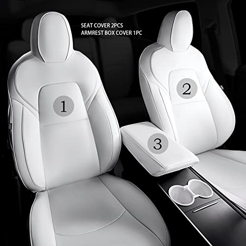 Tesla Model 3 Seat Covers White Car Seat Covers Nappa Leather Tesla Model 3 2017 - 2023