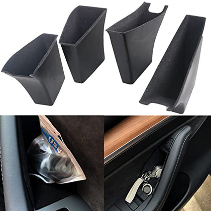 Tesla Model 3 & Model Y Door Side Storage Box Handle Pocket Armrest Flocked Passenger Storage Tray Container 4Pcs