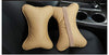 Car Neck Pillows Both Side Pu Leather 2pieces Pack Headrest Fit for Most Cars Filled Fiber Universal Car Pillow (Beige)