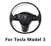 Tesla Model 3 & 2017-2020 Leather Italy Imported Alcantara Hand Stitched Steering Wheel Cover 1PCS（Leather in Black and White）