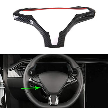 Imitation Carbon Fiber Steering Wheel Cover Trim for 2016-2020 Tesla Model X