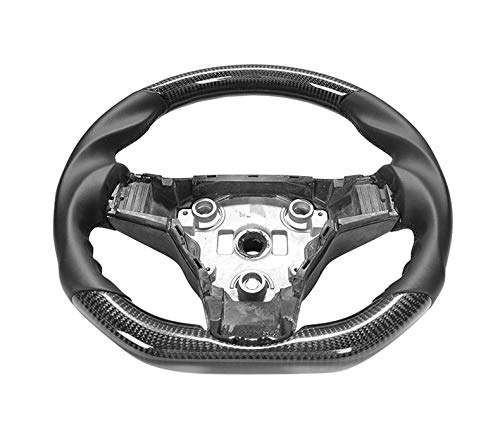 Full Forged Marbling Dry Carbon Fiber Steering Wheel with Sport Grip for Tesla Model 3 & Y