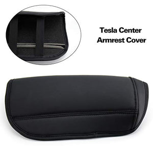 Washable & Reusable Black Artificial Leather Center Console Armrest Cover for Tesla Model 3 & Y