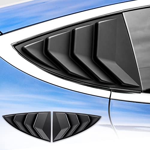 Rear Side Window Louvers,Air Vent Scoop Louvers for Tesla Model 3, Window Scoop Louvers Covers,ABS Sun Rain Shade Vent,Sport Style,2PCS,Cool Exterior Decoration (Matte Black)