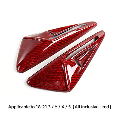 Real Carbon Fiber Fully Covered Autopilot Turn Signal Indicator Covers for Tesla Model S, 3, X, & Y (Carbon Fiber Red)