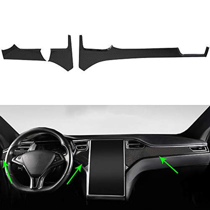 Center Console Dashboard Cover Trim for Tesla Model X Model S 2016-2021 ABS Imitation Carbon Fiber Pattern Car Interior Accessories - Middle Control Trim (Pack of 3)