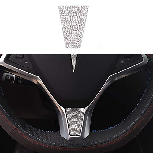 Steering Wheel Unique Crystal Badge Emblem Bling Decal Decoration Cover Sticker Trim for Tesla model X S