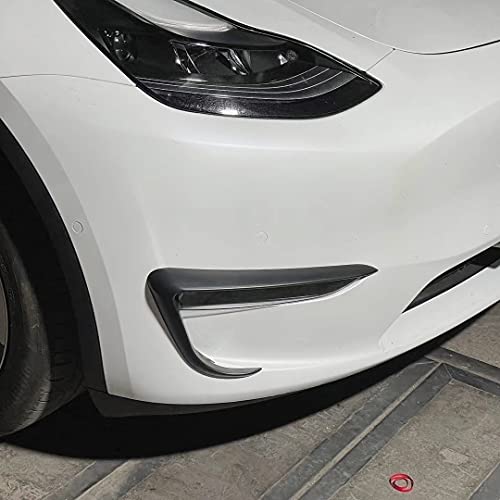Tesla Model Y Matte Black Carbon Fiber Modification Automobile Repacking Front Fog Lamp Eyebrow Decorate (Color Name : Matte Back)