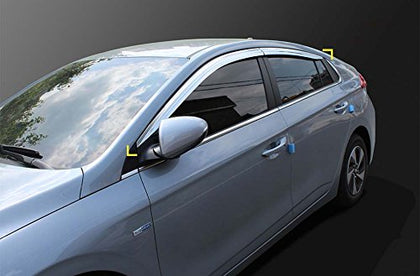 Chrome Side Window Deflectors Rain Guards 4p for 2020 Hyundai IONIQ Hybrid IONIQ Plug-in Hybrid IONIQ Electric