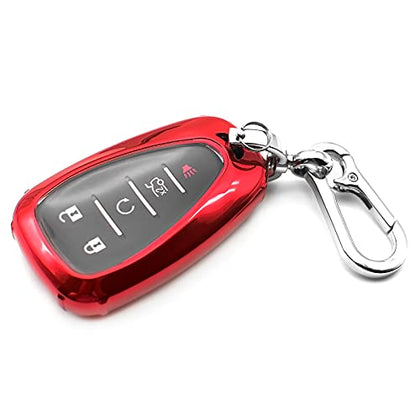 Fit for 2021 2020 2019 Chevrolet Chevy Camaro Malibu Spark Blazer Bolt EV Equinox Trax TPU Key Fob Remote Cover Case Shell Glove Pouch Holder Protector Keyless Entry Sleeve Accessory, Red