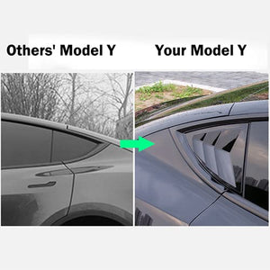 Quarter Side Window Visor Covers/Scoop Louvers for 2020-2022 Tesla Model Y (Glossy Black)