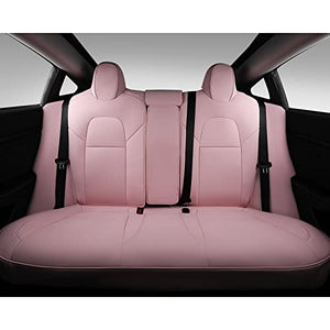 Tesla Model 3 Car Seat Cover Full Set PU Leather Car Seats Protection for Tesla Model 3 2017 2018 2019 2020 2021 2022(Pink-PU,Model 3(12 Pcs))