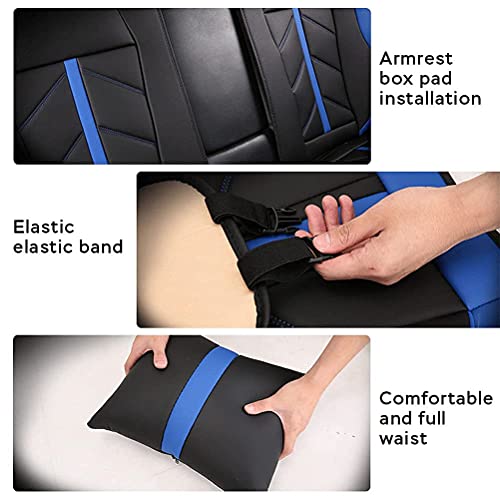 Front & Rear Seat Covers with Headrest Backrest Cushions for Chevy Chevrolet Bolt EV EUV Car Seat Cover Luxury PU Leather Sporty Breathable Comfortable Blue×Black