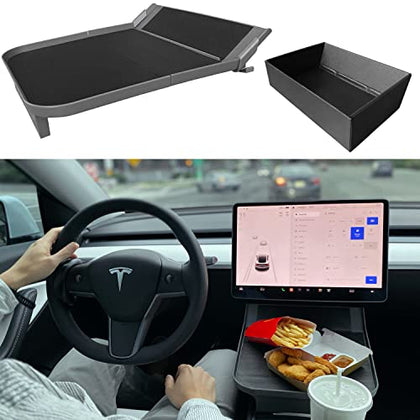 Tesla Center Console Alset Tray and Storage bin for Model Y Model 3 (Midnight Gray)