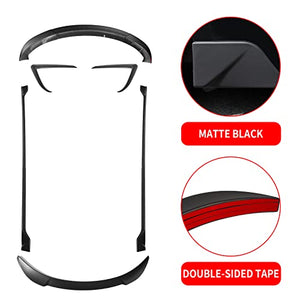 Rear Wing Sport Spoiler, Front Bumper Lip, Side Skirts, & Fog Light Trim Cover for Tesla Model 3 (Matte Black)