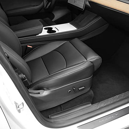 Tesla Model Y Leather Seat Extender Cushion Pad for Front and Rear Seats (Black)