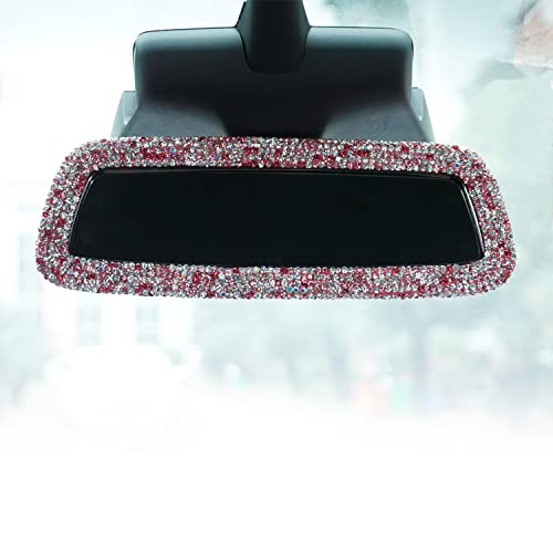 Bling Crystal Pink Rear View Mirror Cover for Tesla Model S, 3, X, & Y