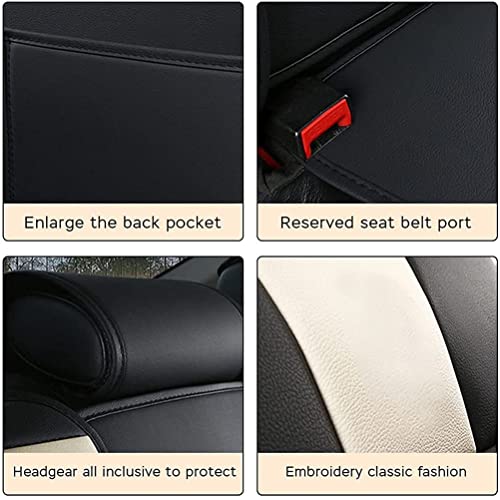 Front & Rear Seat Covers for Chevy Chevrolet Bolt EV EUV Car Seat Cover Luxury PU Leather Comfortable Stylish Black×Beige