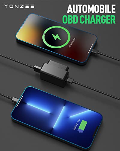 OBD Car Fast Charger for Tesla Model 3/Y 2020 2021, 43W Dual Port Auto Phone Charging OBD Adapter with Power Delivery & Quick Charge, OBD to USB 3.0 & &USB-C Adapter, Automobile Phone Charger