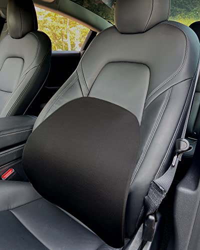 Breathable Mesh & Ergonomic Lower Back Cushion/Lumbar Support Pillow for Tesla Model S, 3, X, & Y [2 Pillows] (Black)