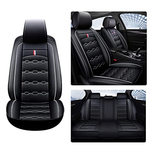 Front & Rear Seat Covers for Chevy Chevrolet Bolt EV EUV Car Seat Cover Luxury PU Leather Breathable Comfortable Black×White