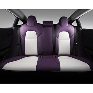 Tesla Model 3 Car Seat Cover Full Set PU Leather Car Seats Protection for Tesla Model 3 2017 2018 2019 2020 2021 2022(Purple+White-PU,Model 3(12 Pcs))