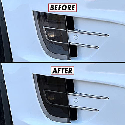 PreCut Vinyl Smoke Tint for 2016-2022 Tesla Model X Foglight (4. Foglight Cutout, 35% Light Smoke)