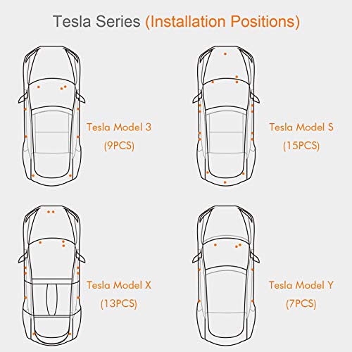 Tesla Car Interior LED Lights Bulbs Kit, Prying Tool Tesla Model Accessories Replacement Lights Fit for Tesla Model 3 Model S Model X Model Y(4 Pack/Pink)