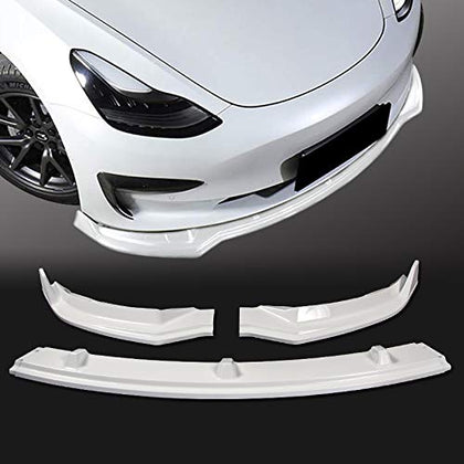 Painted Glossy White ABS Front Bumper Lip for 2017-2020 Tesla Model 3 (SPORT-Style)