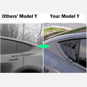 Quarter Side Window Visor Covers/Scoop Louvers for 2020-2022 Tesla Model Y (Matte Black)