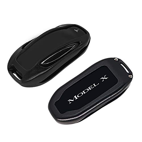 Tesla Model X Key Fob Cover Keychain Premium Aluminum Metal for Tesla Model X Smart Romote Key Fob Case Holder Accessories(Black)