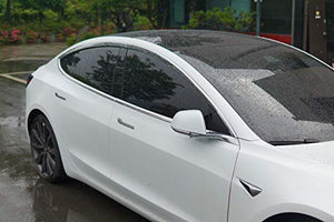 Side Window Vent Visor 4 Piece Set for Tesla Model 3 2017~2021/Safe RAIN Out-Channel Guard Deflector (Chrome)